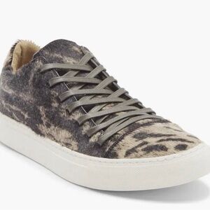 John Varvatos Gray and Cream Sneakers real genuine cowhide